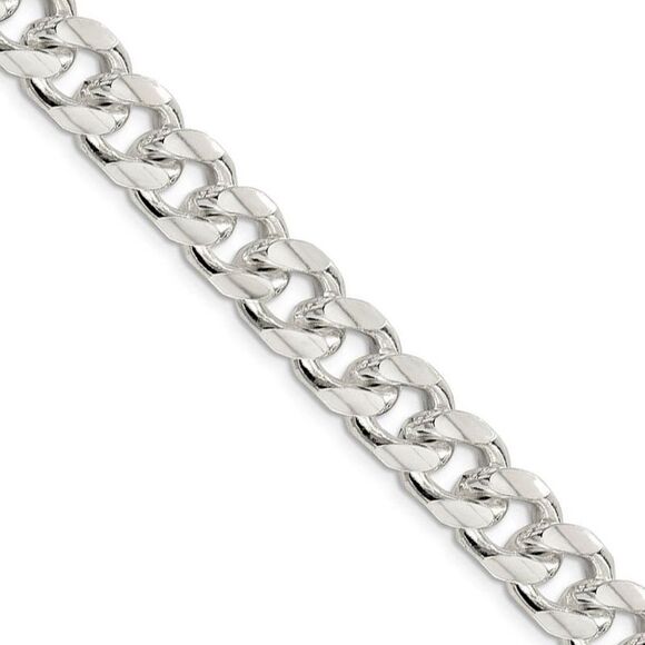 Mens 10.5mm Sterling Silver Solid D/C Domed Curb Chain Necklace 22 In